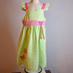 Bonnie Jean Green and Pink Dress with Beautiful Butterfly Back Size 6